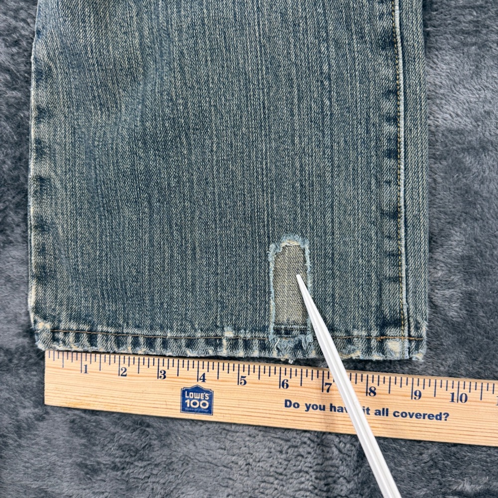 Red Snap Mens Straight Leg Jeans Blue‎ 100 Cotton Faded Distressed Size 36x28 - Picture 2 of 11